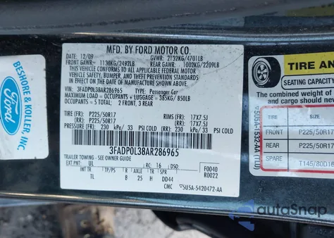 2010 Ford Fusion Hybrid z USA, uszkodzony, nr VIN 3FADP0L38AR286965